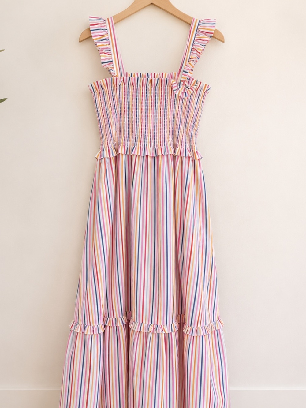 Draper James Striped Smocked Ruffle Maxi Dress Medium - Picture 3 of 4